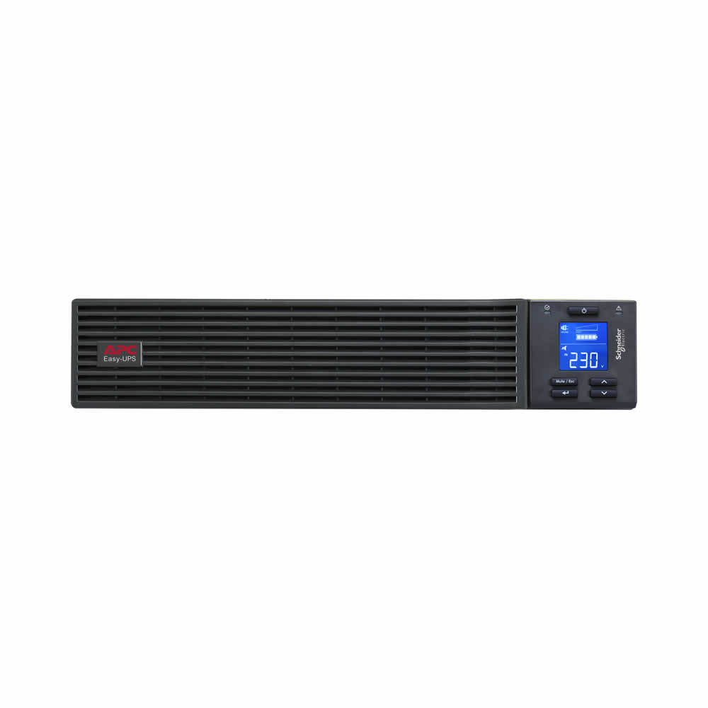 ALDEX GROUP | UNIDAD EASY UPS ON-LINE APC, 3KVA 2700W, MONTAJE BASTIDOR 2U, 230V, 6 TOMAS IEC C13 + 1X IEC C19, RANURA P/TARJETA INTELIGENTE, LCD, KIT RIELES W